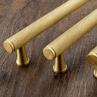 Gold Knurled Brass Kitchen Cabinet Handles – T-Bar Drawer Pulls and Copper Knobs (14mm Diameter) Handles