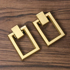 2pcs Brass Cabinet Door Handles – Single Hole Square Cupboard Pull Rings Handles