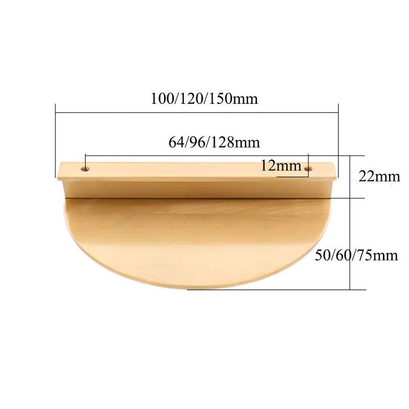 Half-Round Brass Wardrobe Handles – Modern Gold Black and Silver Cabinet Pull Knobs (100mm/120mm/150mm) knob
