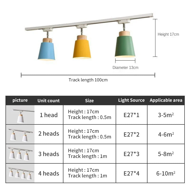 Macaron Nordic Track Light Modern COB Rail Spotlight Living Room Restaurant Wooden Ceiling Lights Commercial Shop Light