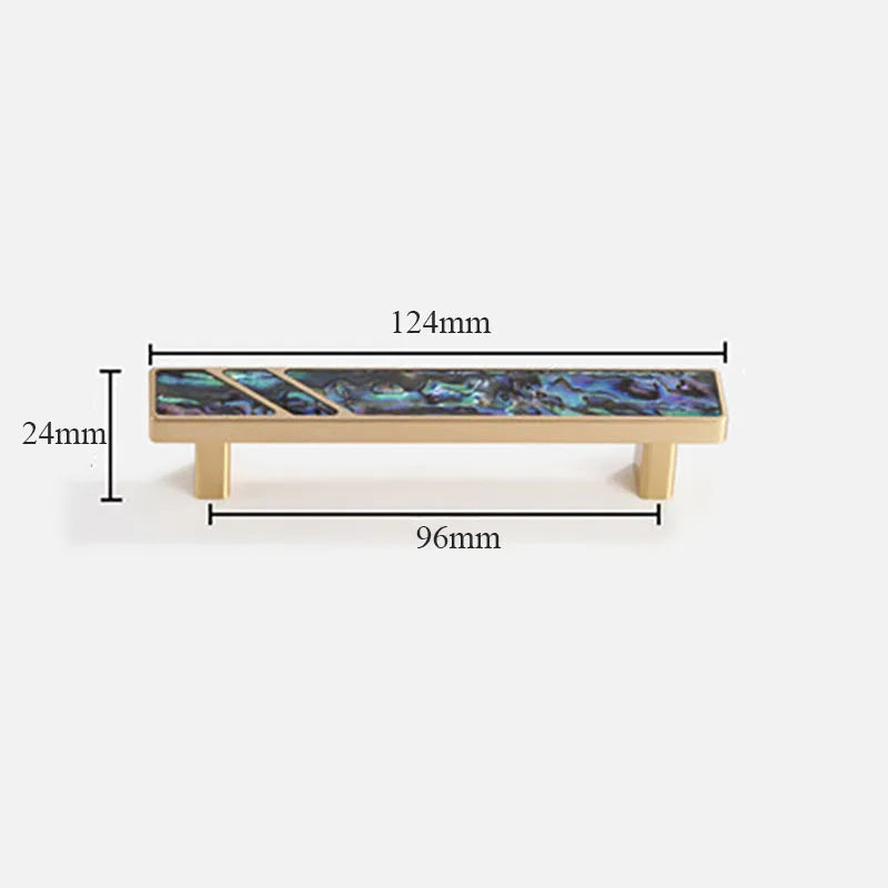 Brass Furniture Handle with Natural Shell – Modern Wardrobe Drawer and Dresser Knobs colorful 124mm Handles