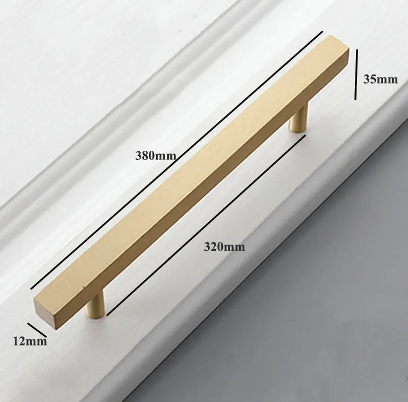 12x12mm Brass Wardrobe Handles – Modern Square Cabinet Pulls for Drawers and Dressers (50mm-380mm) 15 inch Handles