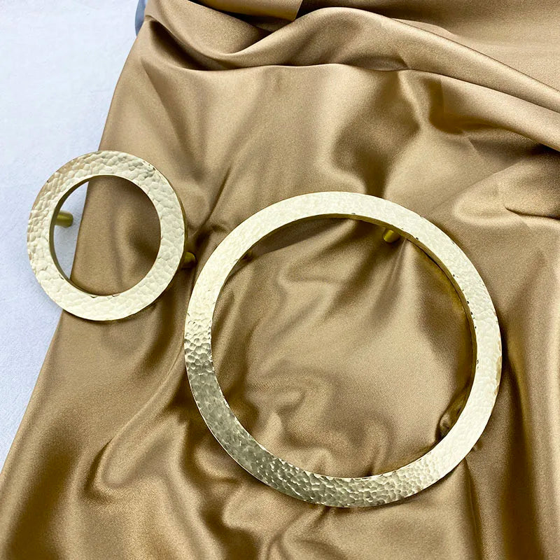 Round Hammered Brass Wardrobe Handles – Modern Knobs for Drawers Dressers and Cabinets (Circle & Semi-Circle) Handles