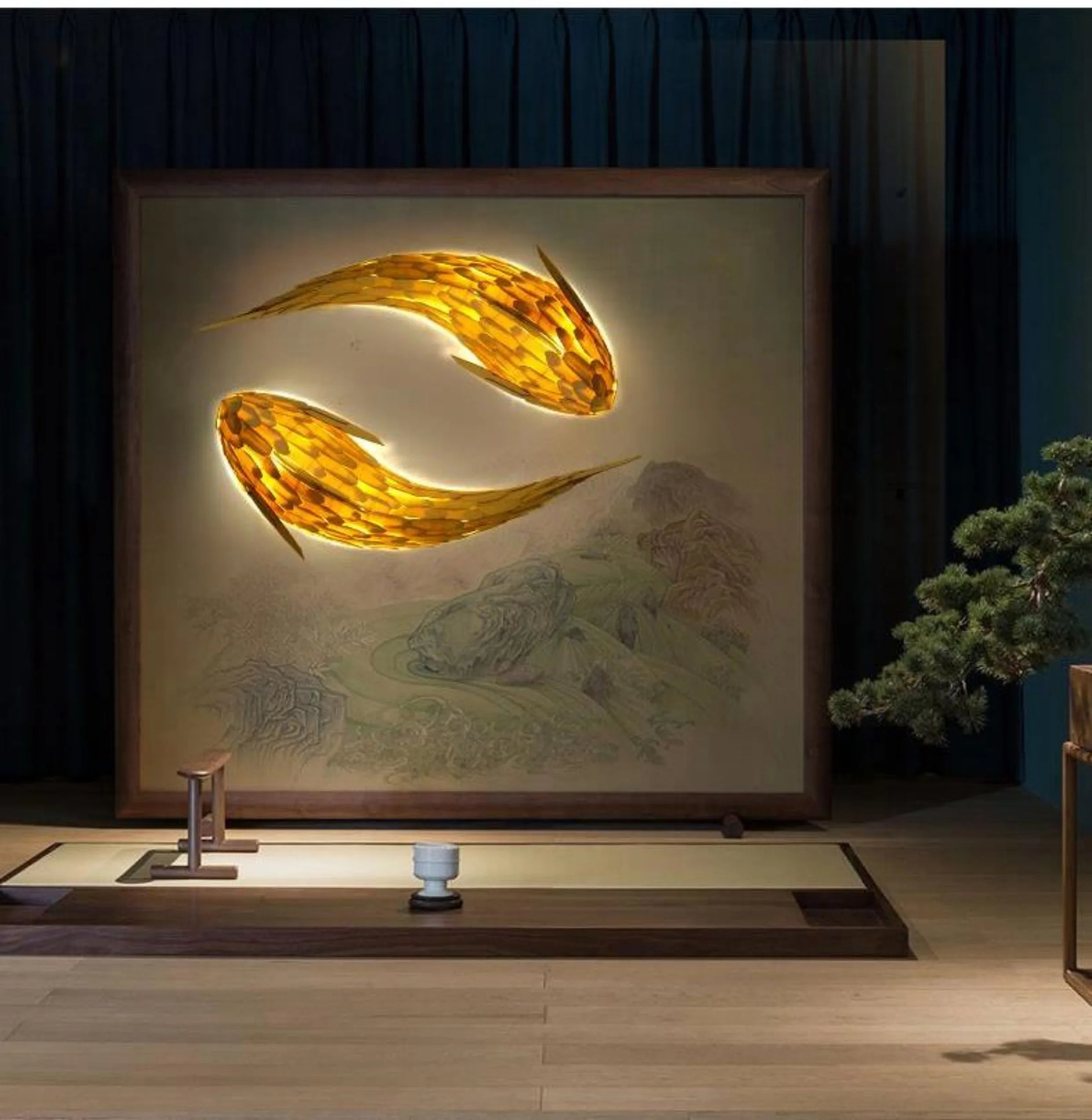 Dlight Decor Japanese Fish Wall Lamp Sculpture Wall Art