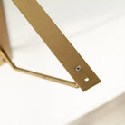 Antique brass triangle shelf bracket end plate with screw and curved support