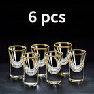 Dlight Decor 6pc Gold Rim Spirits Glass Set – Gilt Small Wine & Baijiu Cups 6pcs / 15ml