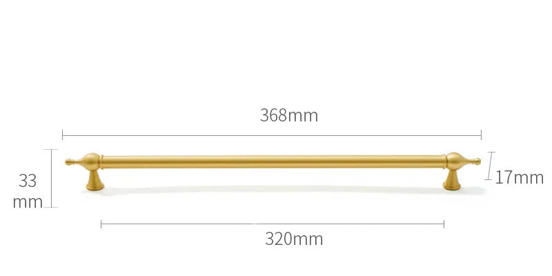 Satin Brass Cabinet Handles – Modern Ball Design Wardrobe Knobs and Drawer Pulls (French Style) 368mm Handles