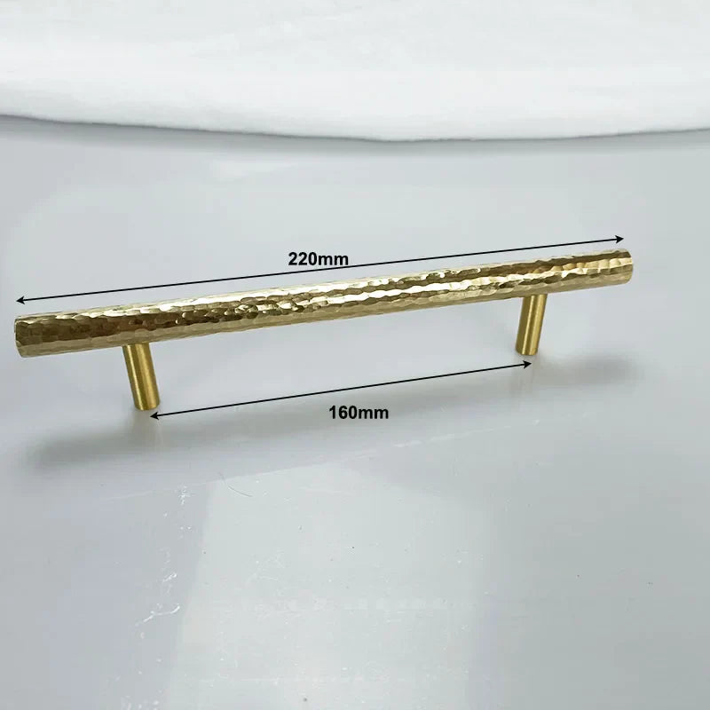 Hammered Brass Cabinet Handles – Light Gold Wardrobe Knobs and Drawer Pulls for American/Nordic Furniture TS0101 8.6
