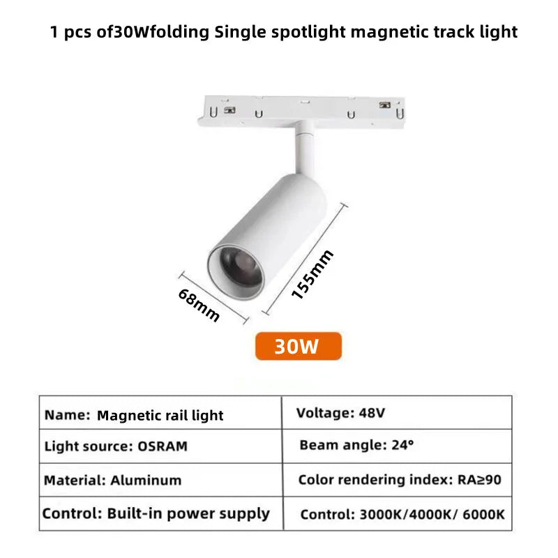 Modern Magnetic Track Lights - Embedded LED Spotlight Downlight 1 pcs 30W Spotlight / Warm light 3000K ceiling light