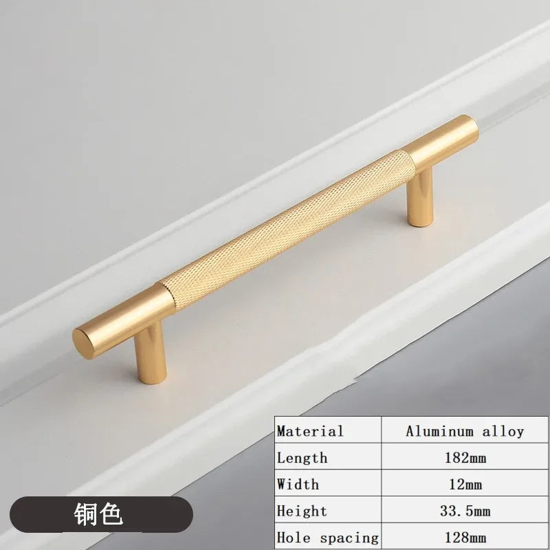 Long Knurled Aluminum Alloy Cabinet Handles – Kitchen Drawer Pulls and T-Bar Wardrobe Furniture Hardware Knurled 128mm