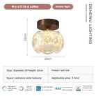 Brown flush-mount LED ceiling light with frosted glass shades, size diagram