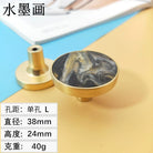 High-Grade Shell Single Hole Cabinet Handles - Creative Gold Drawer Knobs and Multipurpose Wall Hooks Ink painting L