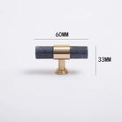 Natural Marble and Crystal T-Bar Cabinet Handles – Modern Brass Knobs for Kitchen Dresser and Furniture Pulls