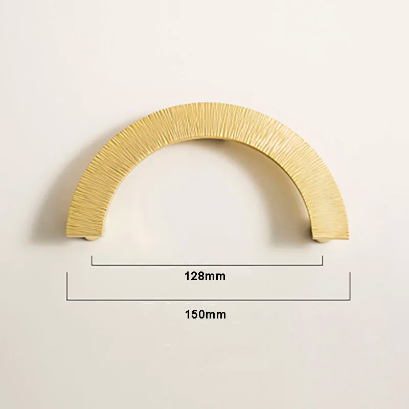 Round Brass Cabinet Handles and Knobs – Handmade Knurled Wardrobe Pulls 150mm semi-circel