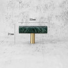 Green and White Marble Cabinet Handle – Luxury Natural Stone Drawer Pulls with Brass Base (50mm-200mm) green 50mm