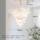 Elara White Petal Glass LED Chandelier for Staircase & Villa Décor 80cm 6-tier / Copper Frame / White Light chandelier