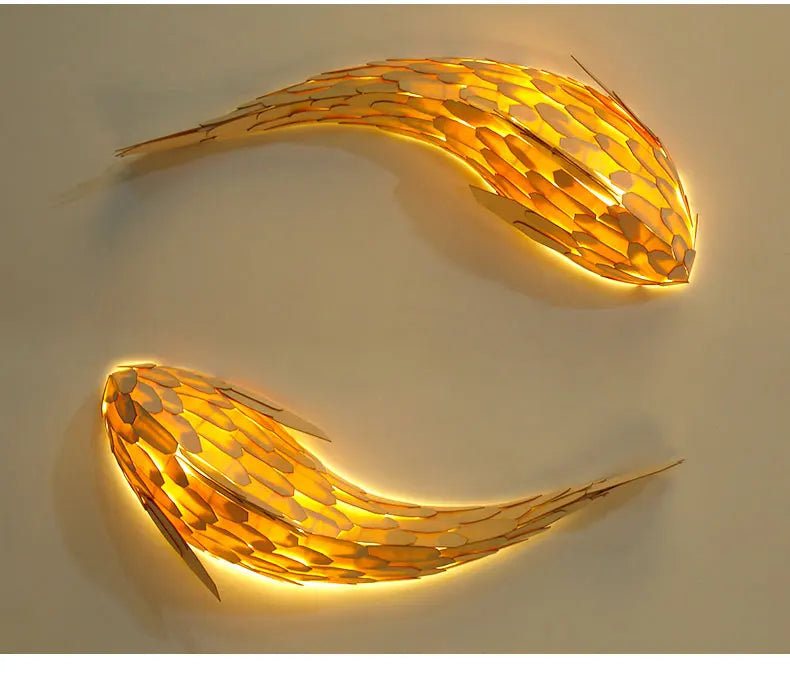 Dlight Decor Japanese Fish Wall Lamp Sculpture Wall Art