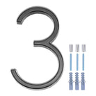 125mm 3D Black Zinc House Numbers – Arabic Numerals with Floating Doorplate Holder Brass Letters