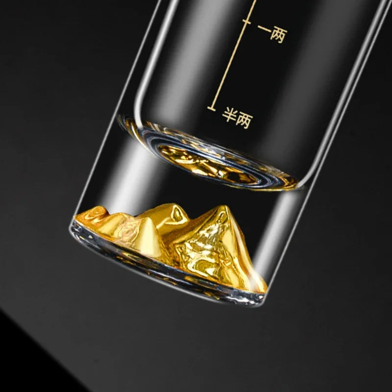 Dlight Decor 50ml/100ml Golden Mountain Shot Glass Thick Bottom Luxury Spirits Cup