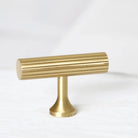 Solid Brass Art Deco Kitchen Cabinet Handles – Knurled T-Bar and Wardrobe Pulls Handles