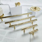 Hammered Brass Cabinet Handles – Light Gold Wardrobe Knobs and Drawer Pulls for American/Nordic Furniture 100cm length