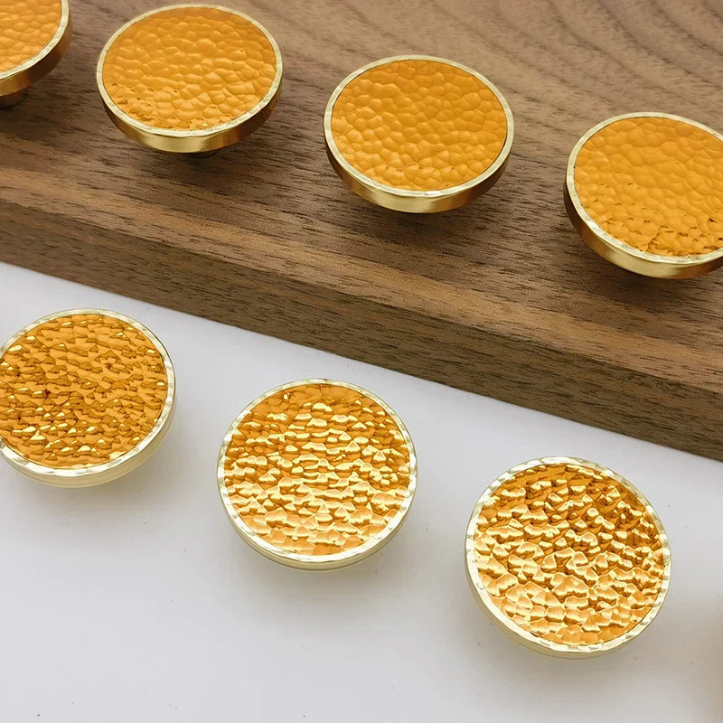 Brass and Red Copper Hammered Cabinet Knob – Modern Kitchen Drawer and Dresser Pull Handle Knob