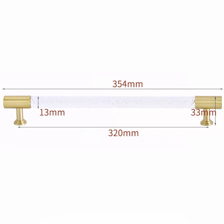 Transparent Acrylic Furniture Handles – Brass Cabinet Pulls and Wardrobe Knobs bubble 354mm Handles