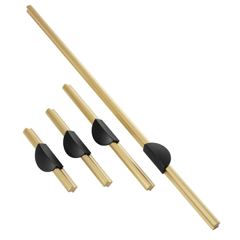 Black and Gold Cabinet Pulls - Double Color Aluminum Zinc Alloy Handles for Wardrobes and Kitchens Handles