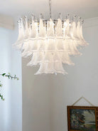 Elara White Petal Glass LED Chandelier for Staircase & Villa Décor chandelier