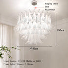 Elara White Petal Glass LED Chandelier for Staircase & Villa Décor 80cm 4-tier / Copper Frame / Warm Light chandelier