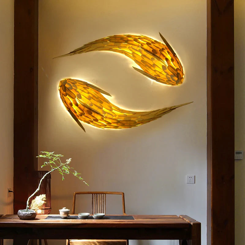 Dlight Decor Japanese Fish Wall Lamp Sculpture Wall Art