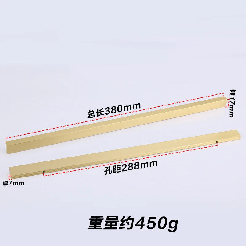 Brass Trapezoidal Cabinet Handles - High-End Golden Drawer Pulls for Wardrobes and Furniture Brass-288mm Handles