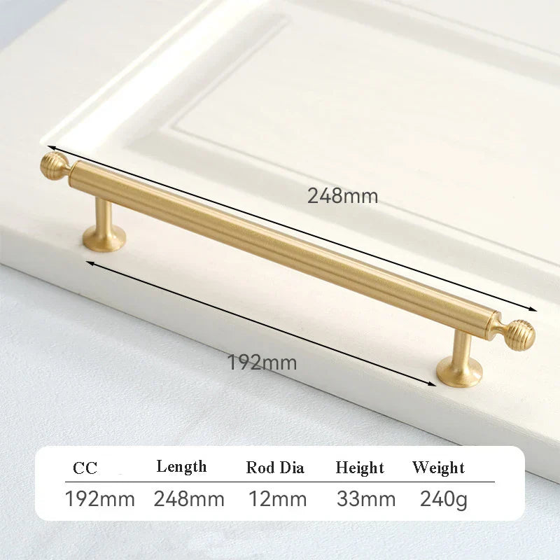 Satin Brushed Gold Brass Cabinet Handles – Modern Wardrobe and Drawer Knobs with French Style 2040-248 Handles