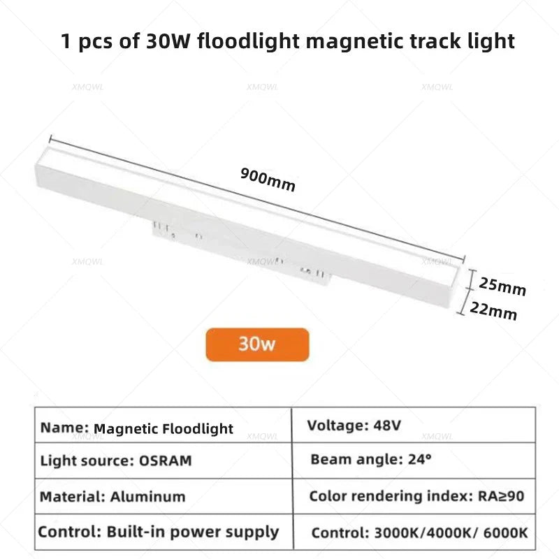 Modern Magnetic Track Lights - Embedded LED Spotlight Downlight 1 pcs 30W Floodlight / Warm light 3000K ceiling light