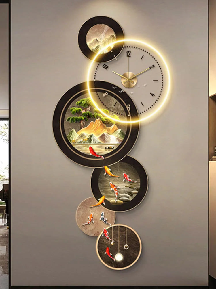 Dlight Decor Nine Fish Clock Wall Light Mural Wall Art