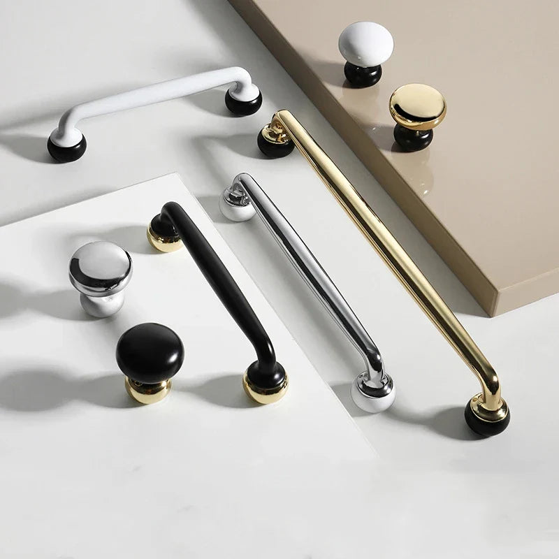 Modern Double-Color Cabinet Handles - Zinc Alloy Drawer Pulls for Cupboards and Furniture Handles