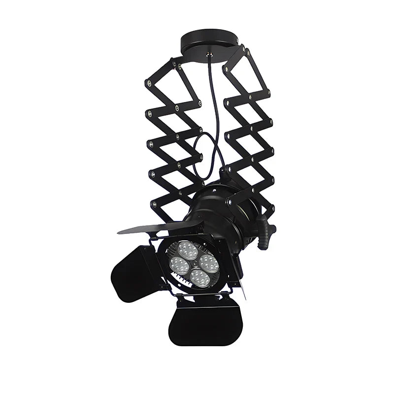 Vintage Track Lighting Fixture Rural Industrial Lift Ceiling Lamp Bar Clothing Retro Absorb Dome Light without E27 Bulb