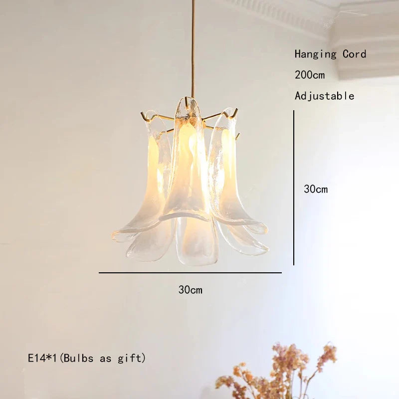 Elara White Petal Glass LED Chandelier for Staircase & Villa Décor 30cm / Chrome Frame / White Light chandelier