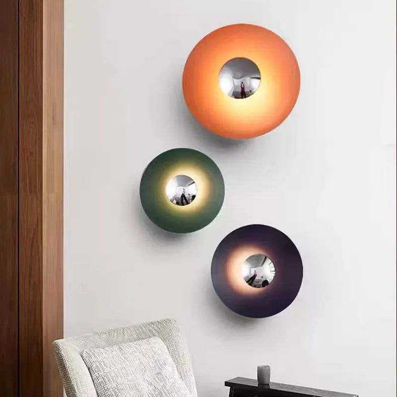 Creative Round Wall Lamps - Colorful Lighting For Living Room Bedroom And Tv Background Decor Wall