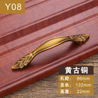 Antique Yellow Bronze Cabinet Handles - Brushed Vintage Drawer Pulls for Kitchen and Wardrobe Doors Y08 96mm Handles