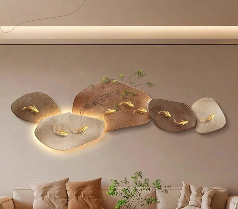 Dlight Decor 3D Nine Fish Wall Lamp Mural Art Wall Art