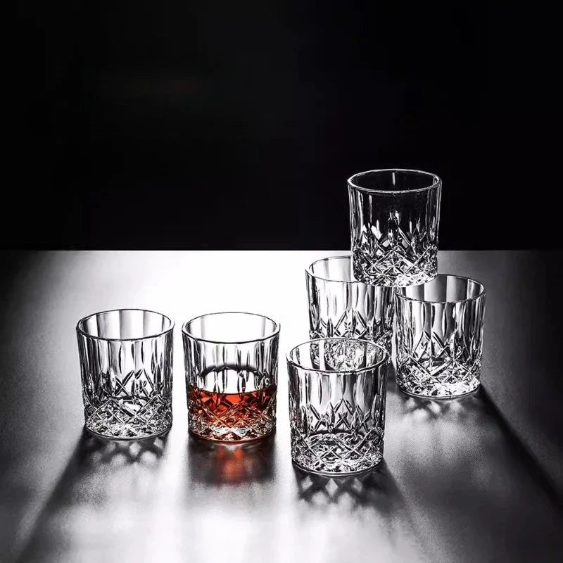 Dlight Decor 6pc Retro Engraved Glass Set Whisky Beer Juice & Water Cups 50ml / 6pcs