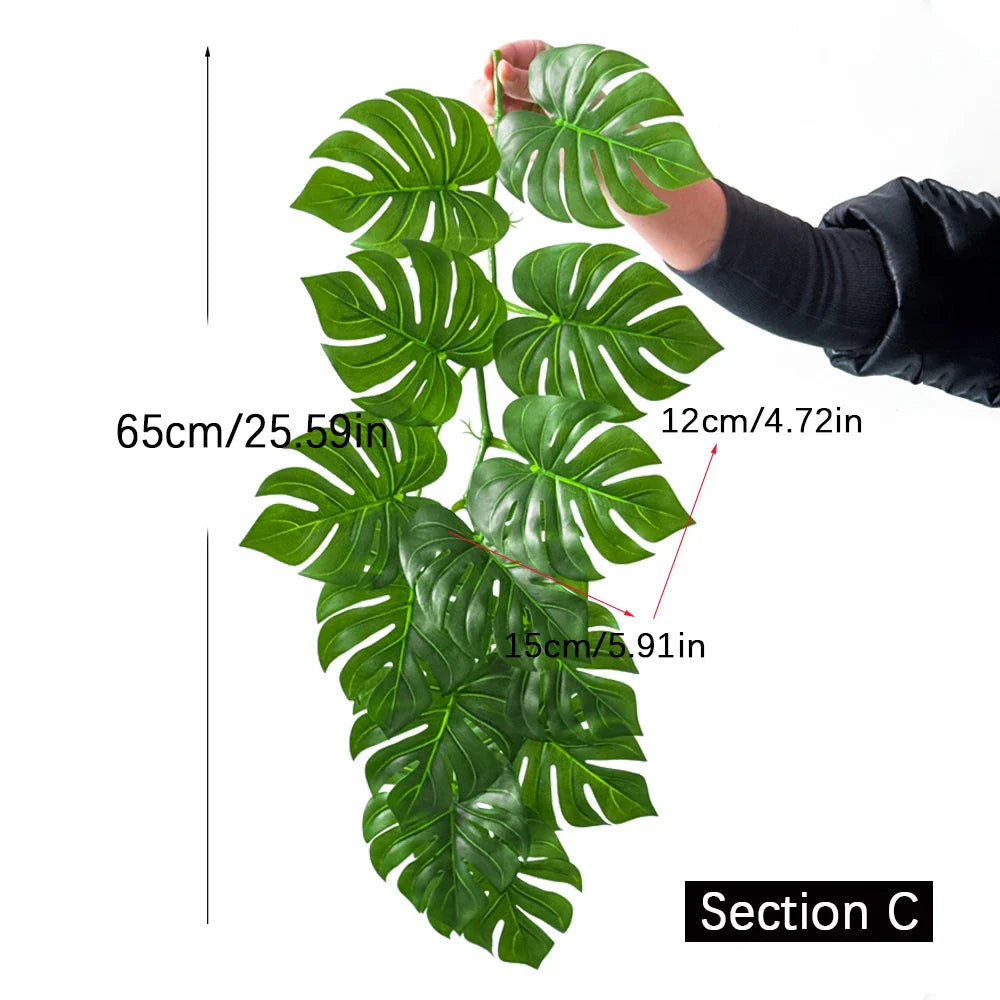 Dlight Decor 180cm Hanging Monstera Vine with Turtle Leaves C