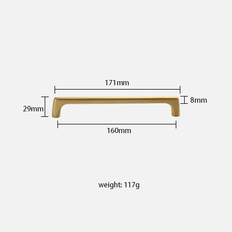 Solid Brass Wardrobe Handles – Integrated Cabinet Pulls and Furniture Bar Handles (106mm-332mm) TB2040-XL Handles