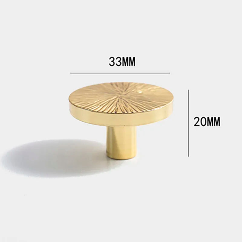 Hammered Brass Cabinet Handle – Handcrafted Knobs for Drawers Wardrobes and Kitchen Doors 33mm Knob