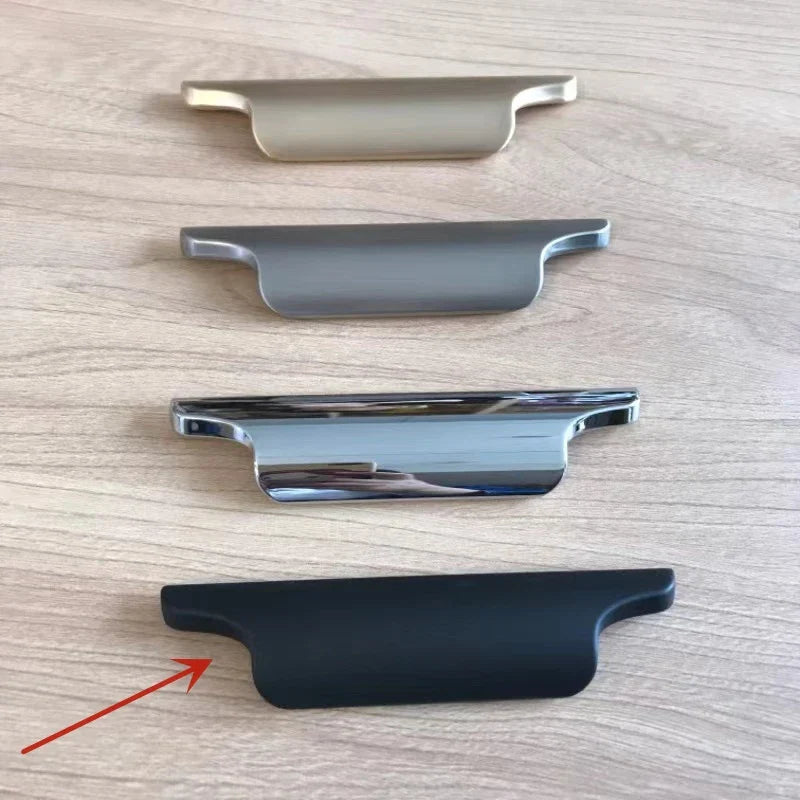 Luxury Zinc Alloy Curved Cabinet Handles - Modern Drawer Pulls for Wardrobes and Shoe Cabinets Black 128mm Handles