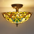 Vintage Tiffany Stained Glass Ceiling Lights - Mediterranean Baroque Hanging Lamp For Living Room