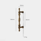 Antique Brass Furniture Cabinet Handle – American Vintage Wardrobe Knob and Drawer Pull 148mm bar Handles