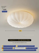 Cream ribbed fabric flush-mount ceiling light with round dome shade