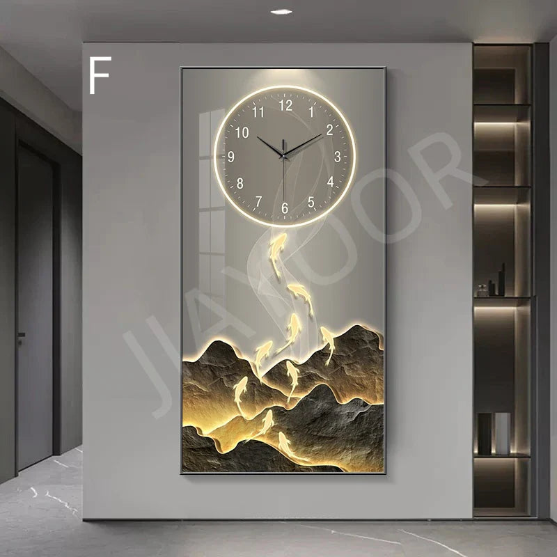 Dlight Decor Wall Clock Lamp with Crystal Glow F / 140X70cm / NON dimm cool light|Black border Wall Art
